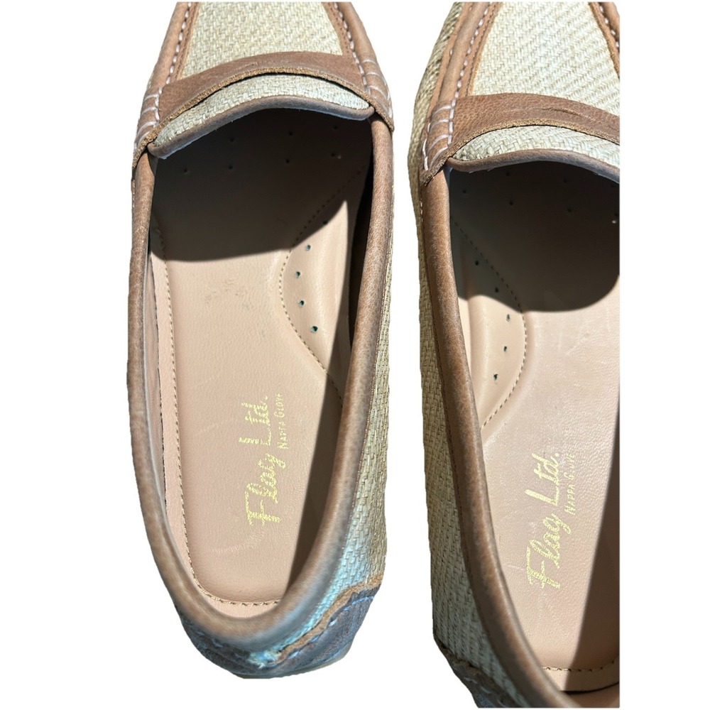 Flag LTD Women's Morgan Leather Penny Driving Loafers Rattan Rafia 9M New $110 - Picture 8 of 12